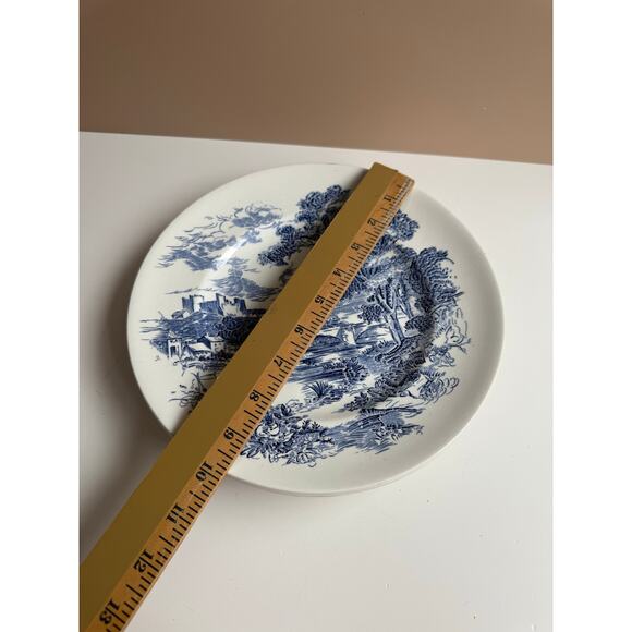 Vintage Wedgwood Dinner Plates Set of 4 Blue Transferware "Countryside" Pattern - Picture 15 of 15